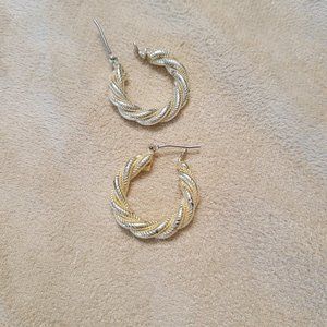 Silver twist hoop earrings